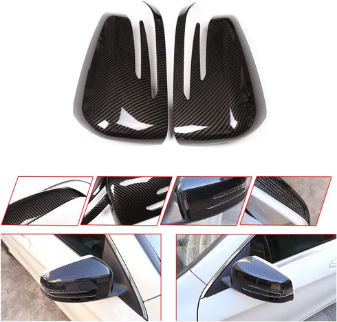 For Mercedes Benz A CLA GLA GLK Class W176 W117 X156 X204 2014-2017 Carbon Fiber Side Rear View Mirror Cover Trim...