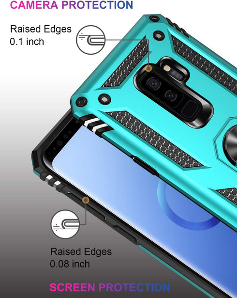 LUMARKE for Galaxy S9+ Plus Case,Pass 16ft. Drop Tested with Magnetic Ring Kickstand Compatible with Car Mount Holder,Military Grade Protective Ph...