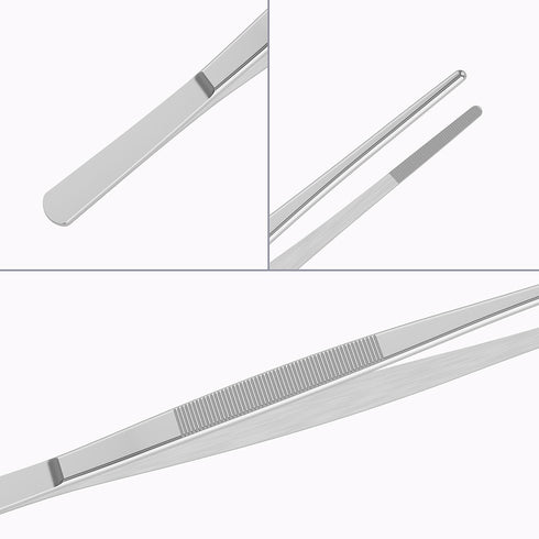 2 PCS 5 Inch Stainless Steel Tweezers, with Straight Round Blunt Serrated Tip, 0.07 Inch Thickness Stainless Steel, Multipurpose Daily Garden Home...