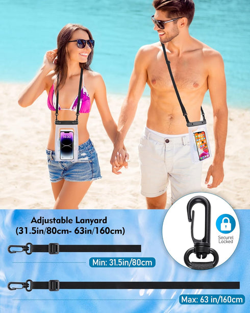 Large Waterproof Phone Pouch Universal Phone Waterproof Case for iPhone 15 14 13 12 Pro Max Galaxy S22 S21 IPX8 Water Proof Dry Bag with Wide Lany...