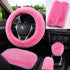 Pinbola 6pcs/Set Soft Fluffy Faux Wool Steering Wheel Cover & Seatbelt Shoulder Pads & Handbrake Cover & Gear Shift Cover Winter Warm Universal Fi...