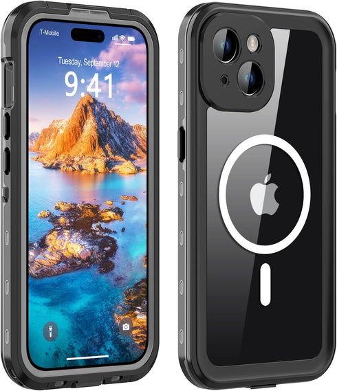 for iPhone 15 Plus Waterproof Case with Built-in Screen Protector, Shockproof Dustproof Full Body Protective IP68 Waterproof Phone Case for iPhone...