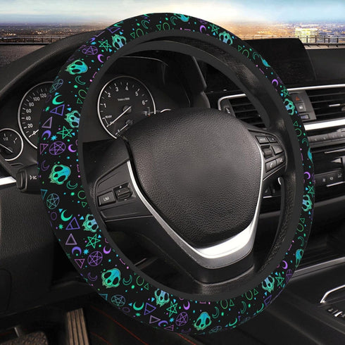 Magic Skull Magical Star Moon Steering Wheel Cover for Women Men Girls Car Accessories Decor Anti-Slip Neoprene Auto Steering Wheel Covers Protect...