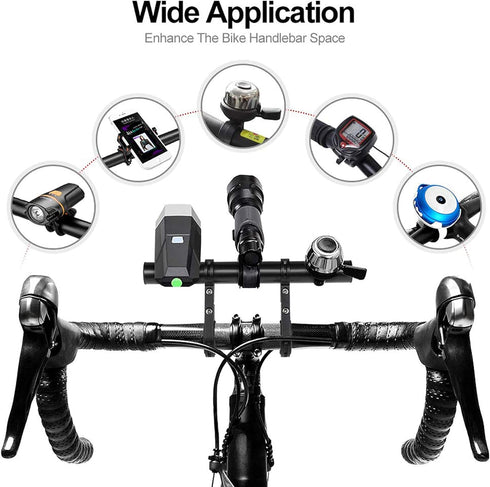 Bike Bicycle Double Handlebar Extender Extension,20 cm Aluminum alloy Super Long Bracket Accessories?For Bike Mounts,GPS Units, Headlights,Light L...