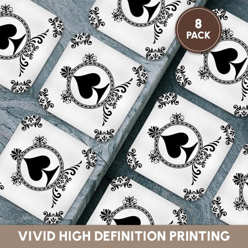 3dRose Ace of Spade. Playing cards. Poker. White and black. Popular image. - Soft Coasters, set of 8...
