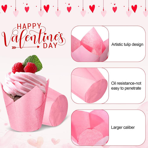 200 Pcs Tulip Cupcake Liners Muffin Baking Cupcake Liners Baking Cups Holders Heat Resistant Muffin Liners Wrappers for Wedding Party Birthday Bab...