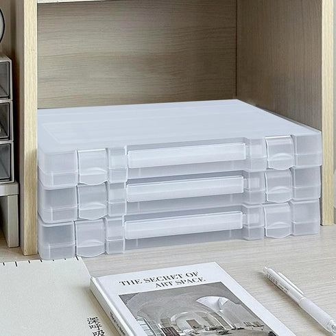 Marte Vanci Plastic Storage Box with Lid Portable A4 File Box with Handle Clear Project Case Bin A4 Letter Paper Document Organizer Storage Contai...