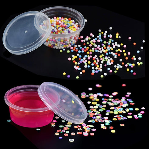 Augshy Small Slime Containers With Lids, 50 Pack Hawaiian Shaved Ice Mold Jello Shot Cups Condiment Containers Plastic Portion Cups with Lids for ...