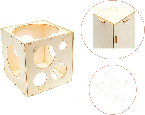 9 Holes Assemblable Wood Balloon Sizer Cube DIY Cube Tool Measurement Box for Party, Birthday, Wedding Decorations...