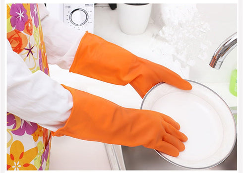 4 Pair Waterproof Reusable Dishwashing Nitrile Gloves for Car-washing Laundry Household Cleaning Medium...