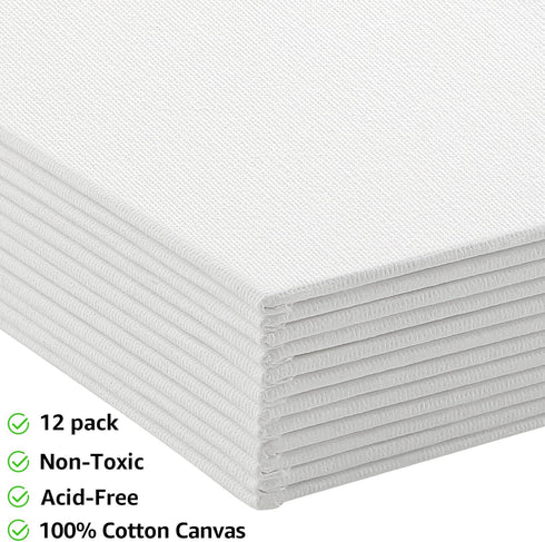 MaxGear Canvases for Painting 8"x10", 12 Pack Painting Canvas Panels, 100% Cotton Blank Flat Art Canvases for Painting for Acrylics Oil Watercolor...