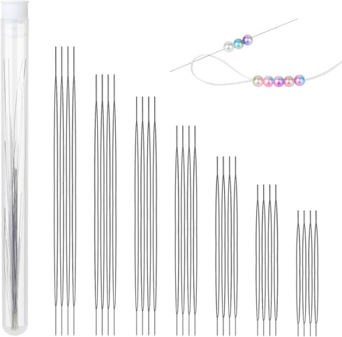 28 Pieces 7 Sizes Beading Needles Big Eye Beading Needles Seed Beads Needles Large Eye Beading Needles for Beading Jewelry Making...