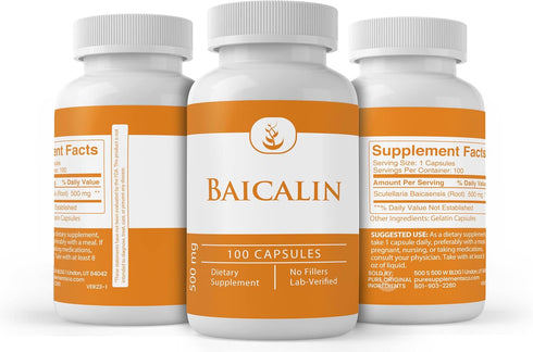 Pure Original Ingredients Baicalin, (100 Capsules), Chinese Skullcap, Always Pure, No Additives Or Fillers, Lab Verified...
