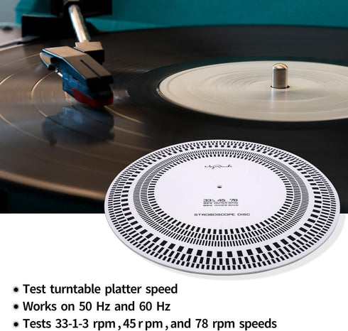 Turntable Strobe Disc LP Stroboscope Mat Tests Rotational Speed Detection LP Turntables Calibration Disc for Record Player...