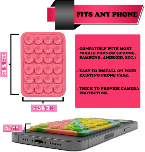 Suction Phone Case Mount, Sillicon Adhesive Phone Accessory for iPhone and Android, Hands-Free Fidget Toy Mirror Shower Phone Holder, Tiktok Video...