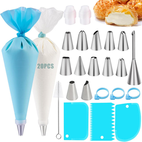 Piping Bags and Tips Sets 43 Pcs, Nifogo Cake Decorating Supplies Kit for Baking with Pastry Bags and Icing Tips, Couplers, Baking Supplies for Fr...