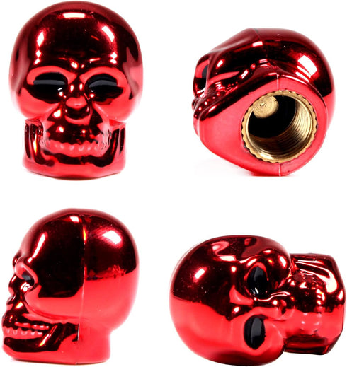 Dsycar Red Skull Valve Stem Caps Funny Cars Tires Valve Stem Caps Cover Cool Skull Head Universal for Cars SUV Bike Trucks Motorcycles (Red)...