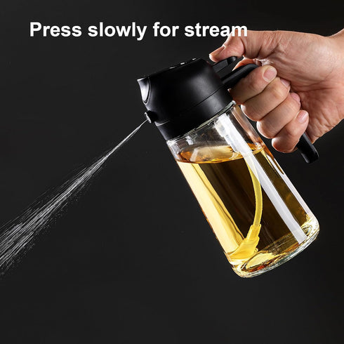 Oil Dispenser Bottle for Kitchen - 16oz / 470ml Olive Oil Bottle - 2 in 1 Olive Oil Dispenser & Oil Sprayer with Brush - Oil Sprayer for Cooking, ...