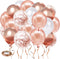 Rose Gold Confetti Balloons, 50pcs 12 Inch Metallic Confetti White and Rose Gold Latex Balloons with 33 Feet String for Birthday Party Wedding Ann...