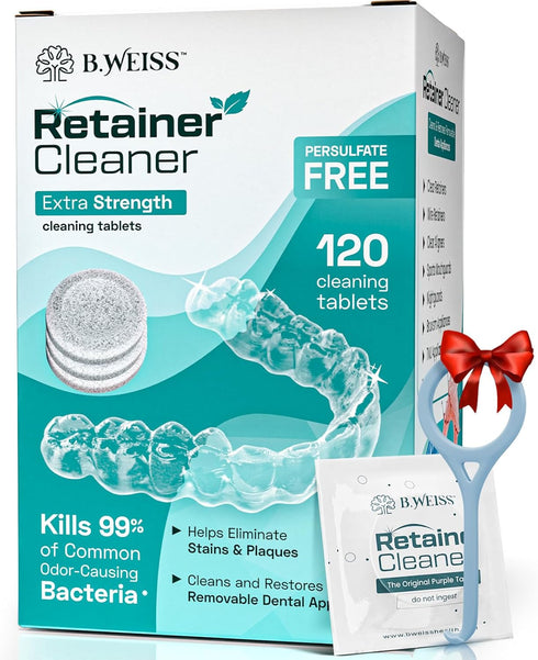 Retainer Cleaner Tablets, Invisalign Cleaner, Remove Stains, Odors & Plaque, Night Guard Cleaner, FSA & HSA Eligible, 4-Month Supply of PERSULFATE...