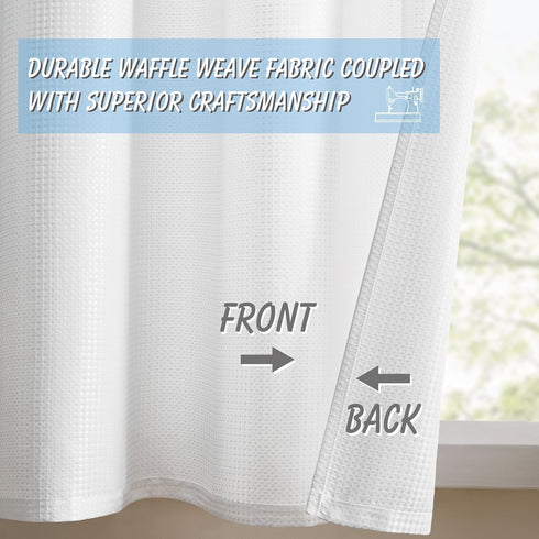 Home Queen Waffle Curtain Valance Window Treatment for Kitchen Bathroom Window, Straight Window Valance, Set of 1, 60 X 16 Inch, Solid White...