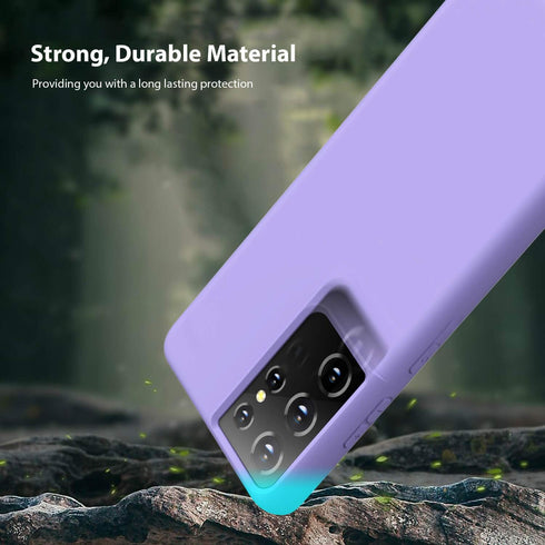 ZUSLAB Nano Silicone Compatible with Samsung Galaxy S21 Ultra 5G Case Liquid Silicone Rubber Shockproof Soft Full Protection Case - Purple...