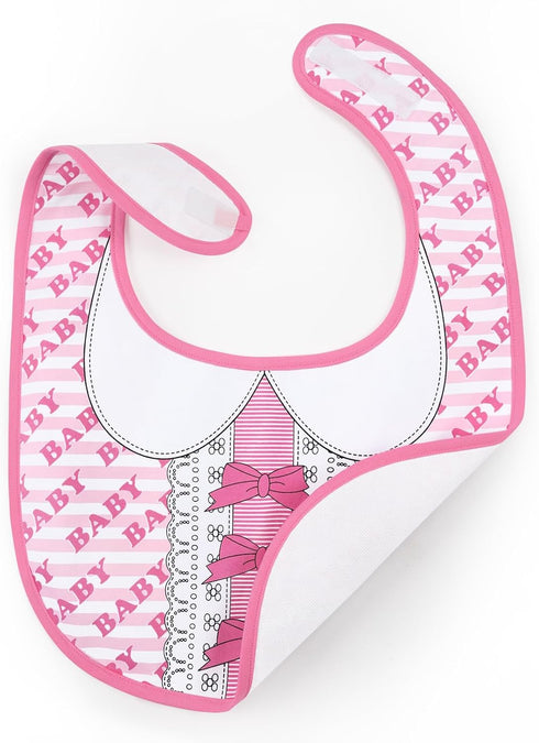 Littleforbig Cotton Waterproof Babydoll Printed Adult Bib with Adjustable Velcro Closure - Pretty in Pink Baby Bib...