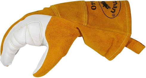 Caiman Premium Goat Grain TIG/Multi-Task Welding Gloves, Split Cowhide Back, 4-Inch Extended Cuff, White/Gold, X-Large (1540-6)...