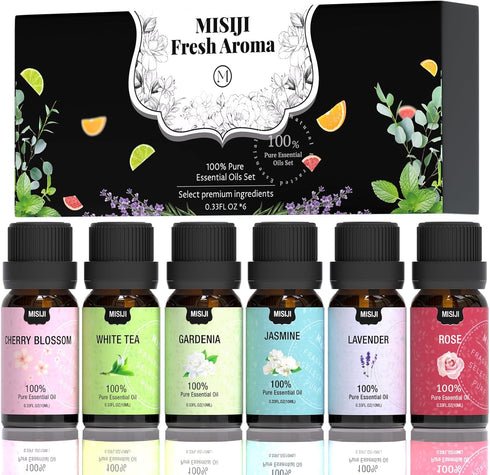Essential Oils Set- Essential Oils for Diffuser for Home,Diffuser Oils Scents for Aromatherapy,Laundry,Candle&Soap Making,Humidifiers 6 X 10 ML...