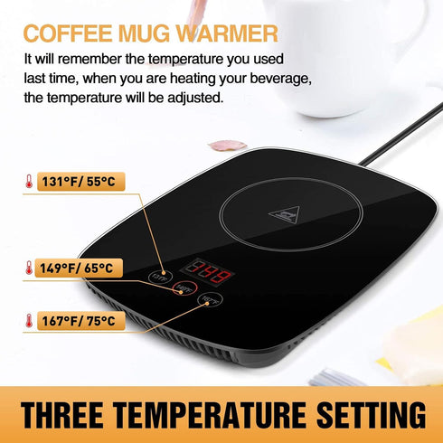 Coffee Mug Warmer,Upgrade Coffee Cup Warmer with 3 Temperature Setting, Adjustable Temperature Beverage Warmer with Auto Shut Off (Without Mug)...