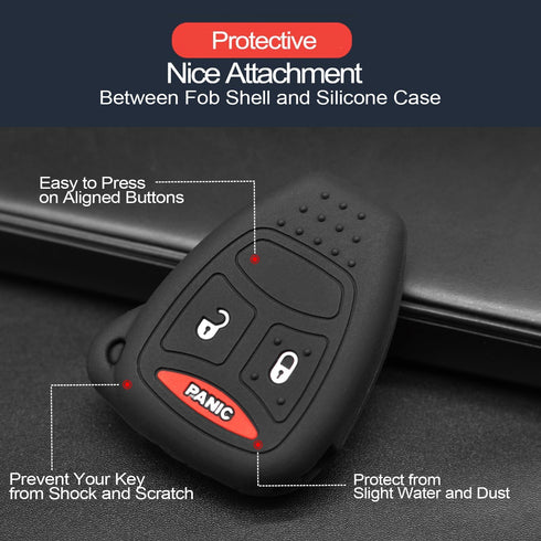 2pcs Compatible with Dodge Caliber Charger Dakota Durango Magnum Ram 1500 2500 3500 Key Fob Cover Case Key Chain Protector Keyless Remote Holder...