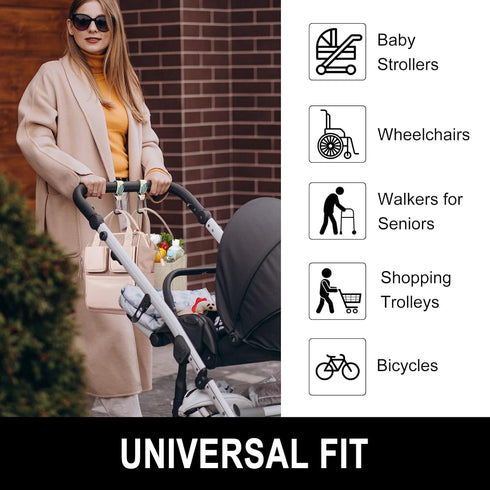 Baby Stroller Hooks for Hanging Bags, Universal Stroller Clips Stroller Accessories Hook Mommy Hook for Stroller, Diaper Bag, Shopping Bag, Purse,...