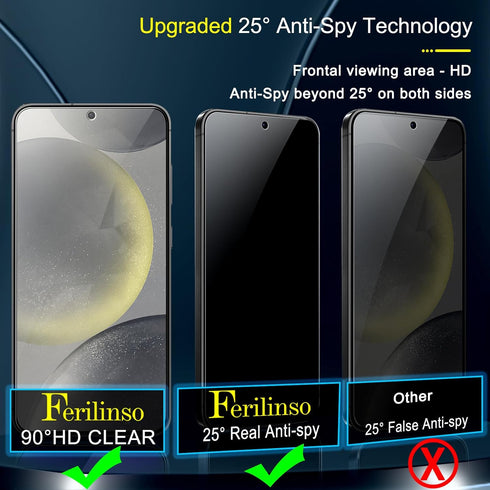 Ferilinso 4 Pack Privacy Screen Protector for Samsung Galaxy S24 with 4 Pack Tempered Glass Camera Lens Protector Phone Case Friendly Accessories ...