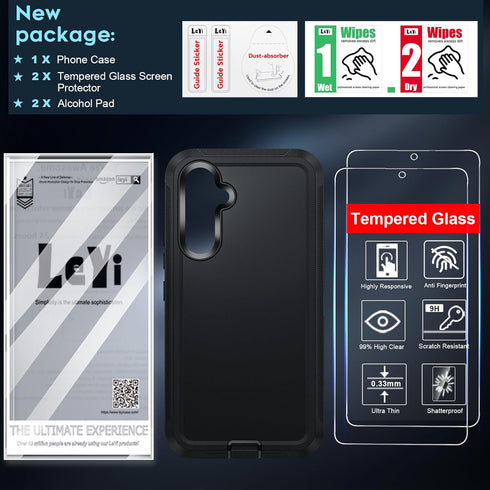 LeYi for Samsung Galaxy A54 5G Case: with 2 PCS Screen Protector, Heavy Duty 3 in 1 Samsung A54 5G Case, Military Grade Shockproof Phone Case Cove...