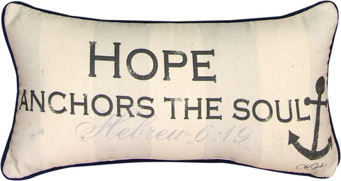 Manual Woodworkers & Weavers Inspirational Throw Pillow, 17 x 9, Hope Anchors The Soul...