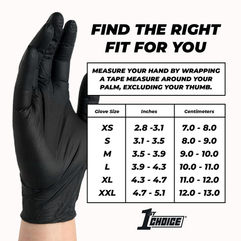 1st Choice Black Nitrile Gloves Medium Box of 100 Gloves Disposable Latex Free - Exam Grade Black Gloves for Cooking - 3mil...