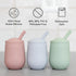 ezpz Mini Cup + Straw Training System - 9 Months+ (Coral) - 100% Silicone Training Cup for Infants + Toddlers - Designed by a Pediatric Feeding Sp...