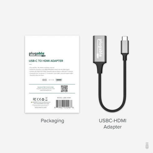 Plugable USB C to HDMI Adapter, HDMI 2.0, USB4 / Thunderbolt Adapter for 4K Monitor up to 4K 60Hz (USBC-HDMI) iPhone 15+, iPad Pro, MacBook Pro, D...