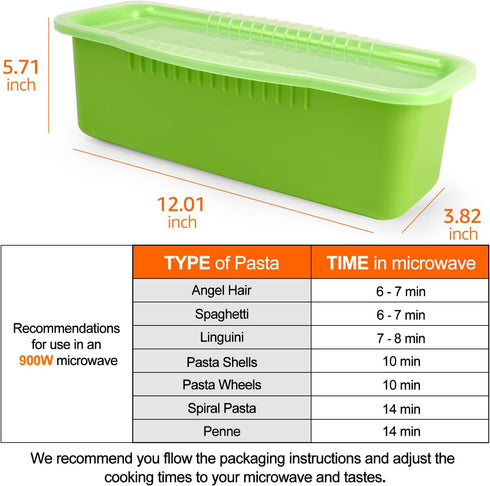 Microwave Pasta Cooker with Strainer Lid- Quickly Spaghetti Cooker- No Sticking or Waiting For Boil- Perfect Make Pasta Every Time- For Dorm, Kitc...