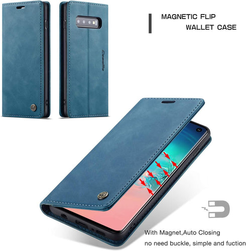 Samsung Galaxy S10 Wallet Case, Magnetic Stand Leather Flip Protective Case with ID & Credit Card Slots Holder Case Wallet for Galaxy S10(Blue)...