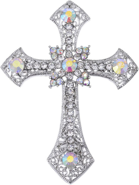 Alilang Holy Anglo Saxon Clear Crystal rhinestone Christian Cross Jewelry Pin Brooch...