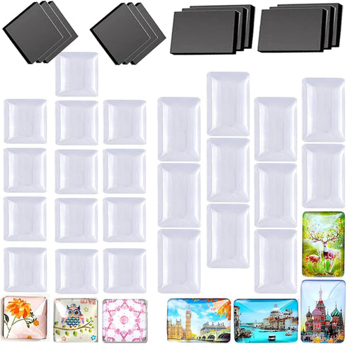 80pcs Square Rectangle Craft Fridge Magnets Glass, Rectangle Transparent Clear Cabochons Glass Magnets for DIY Office Whiteboard Magnets Pendants...