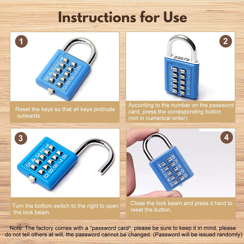 MroMax 2Pcs 10-Digit Combination Padlock Push Button Lock for Locker Gym, Case, Drawer, Toolbox Electric White...