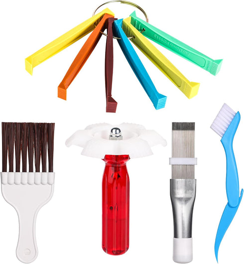 5pcs Air Conditioner Fin Cleaner Set, 3 Different AC Fin Comb Condenser Fin Straightener 2 Different Brush Condenser Air Refrigerator Fin Cleaner ...