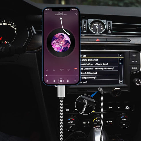 Apple MFi Certified Aux Cord for iPhone, Lightning to 3.5mm Jack Nylon Braided Audio Cable for iPhone 14 13 12 11 XS XR X 8 7 6 iPad to Car/Home S...