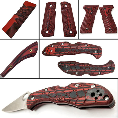 Cool Hand 2 pcs G10 Knife Handle Scales Slabs Custom DIY Tool Material for Knives Making Blanks Blades, Red/Black, KHM-G10-6...