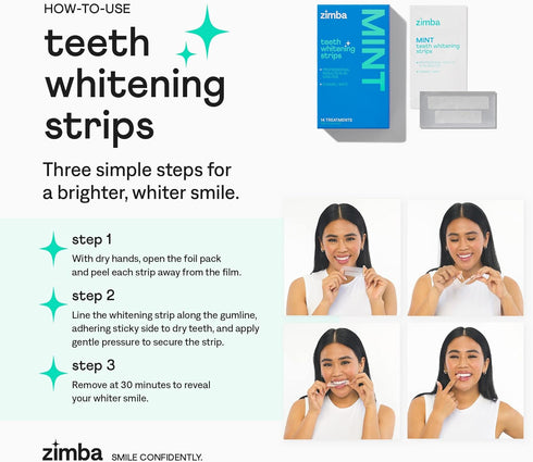 New Zimba Cherry Flavored Teeth Whitening Strips | Vegan, Enamel Safe Hydrogen Peroxide Teeth Whitener for Coffee, Wine, Tobacco, and Other Stains...