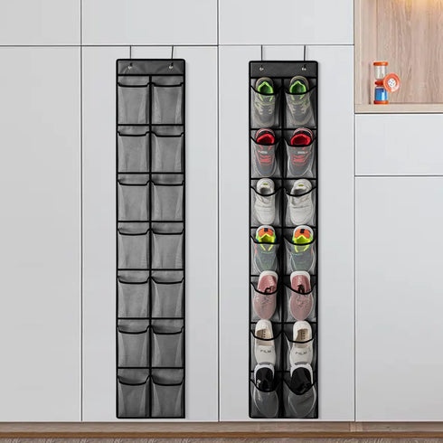KEEPJOY Over the Door Shoe Organizer, Hanging Shoe Organizer with 4 Hooks,Door Shoe Holder with 14 Mesh Deep Pockets Closet Door Shoe Storage Bag ...