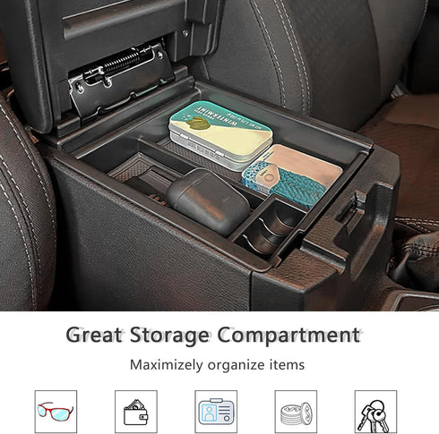 JDMCAR Center Console Organizer Tray Compatible with Toyota Tacoma Accessories 2016-2022 2023, Armrest Insert Container ABS Material Secondary Sto...