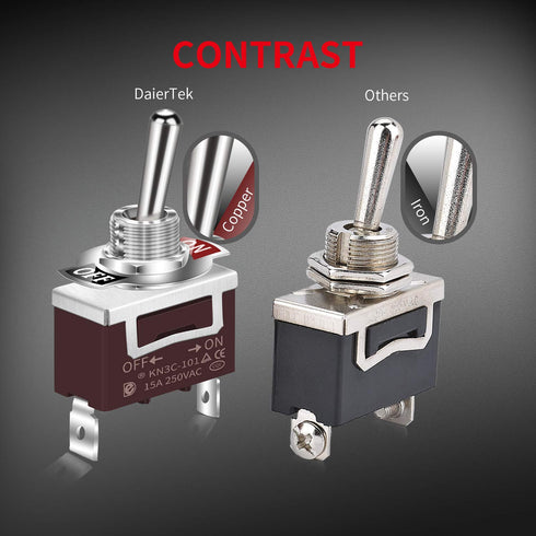 DaierTek SPST Waterproof Toggle Switch 12V DC 30A 125VAC 20A Marine Heavy Duty 2 Pin ON Off Spade Terminals for Automotive Car Boat -2 Pack...